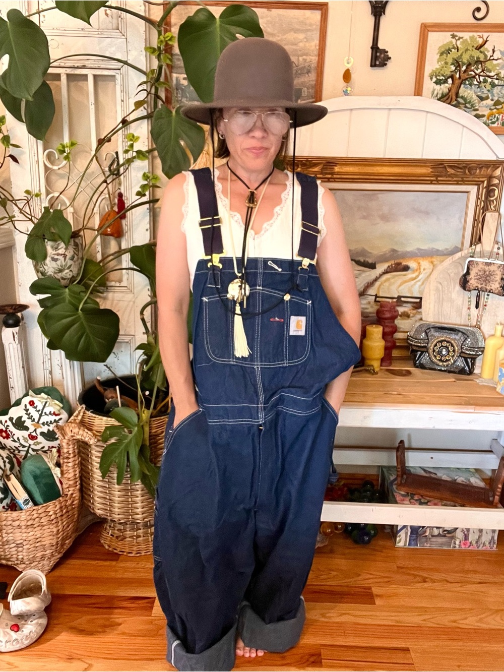 EUC Y2K Dark Classic Denim Carhartt Eclectic Grandpa Farmer Bib Overalls
